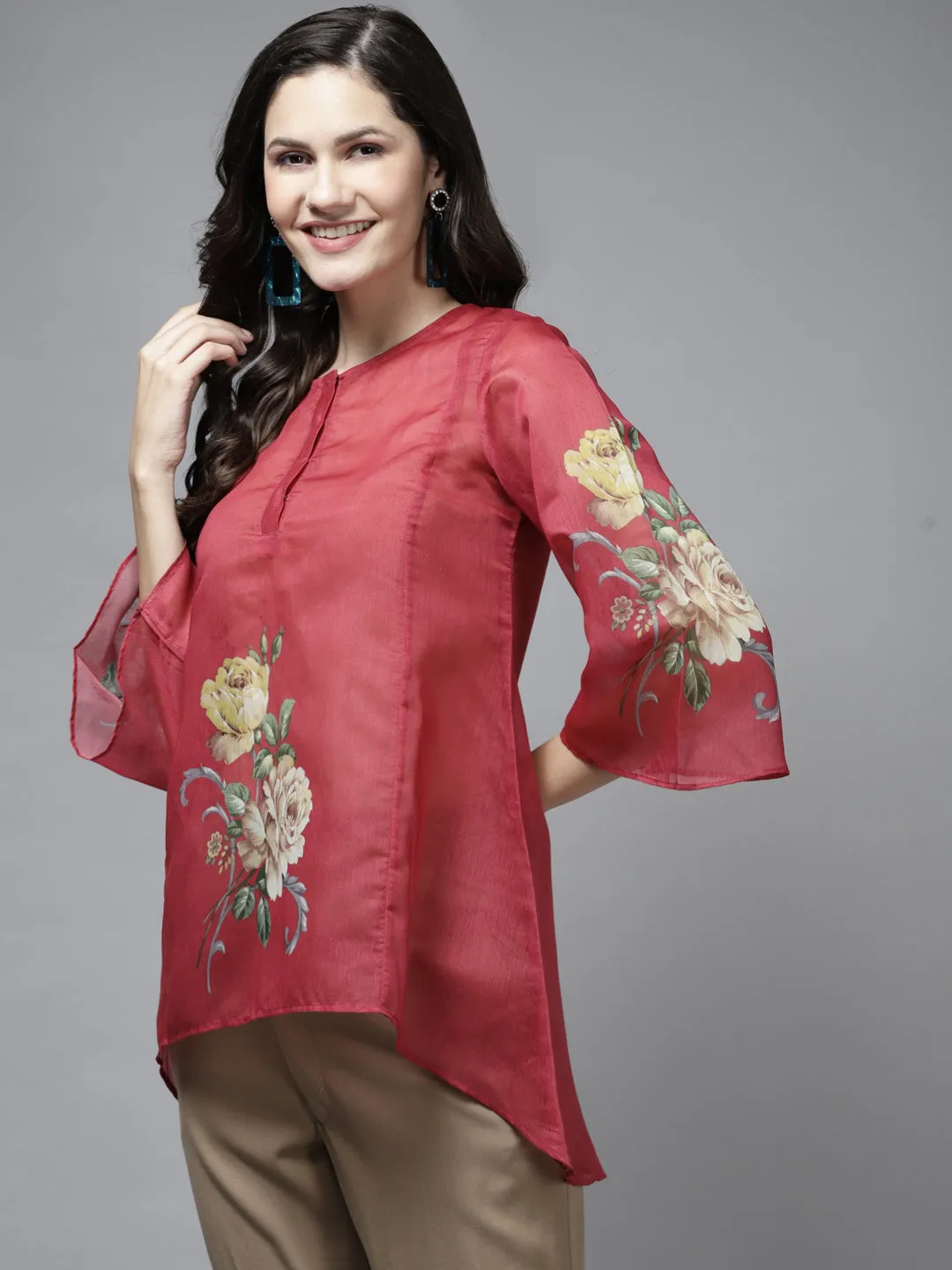 Red Printed A-Line Tunic