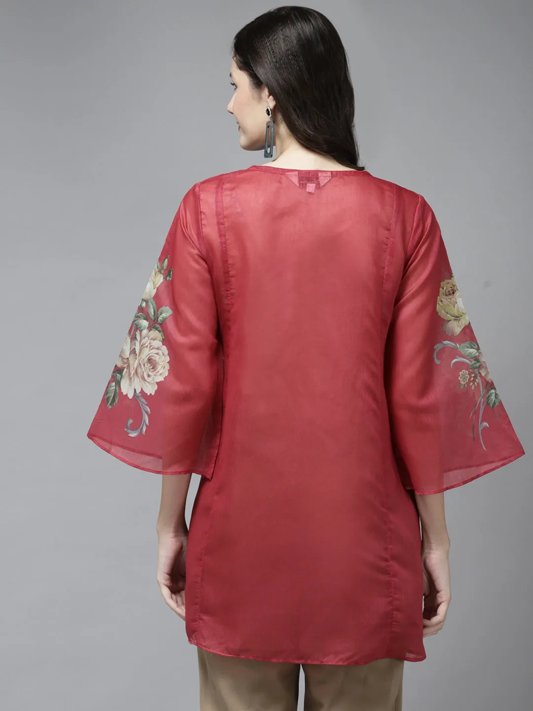 Red Printed A-Line Tunic