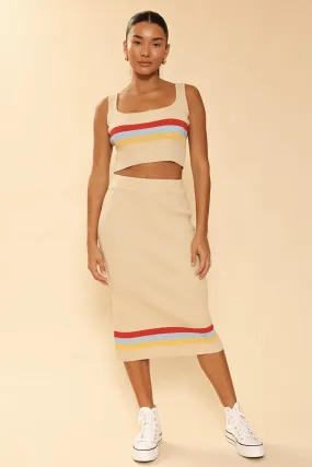 Retro stripe skirt set