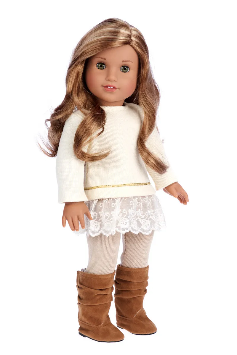 Romantic Melody - Doll Clothes for 18 inch American Girl Doll - 3 Piece Outfit - Tunic, Leggings and Boots