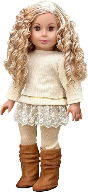 Romantic Melody - Doll Clothes for 18 inch American Girl Doll - 3 Piece Outfit - Tunic, Leggings and Boots