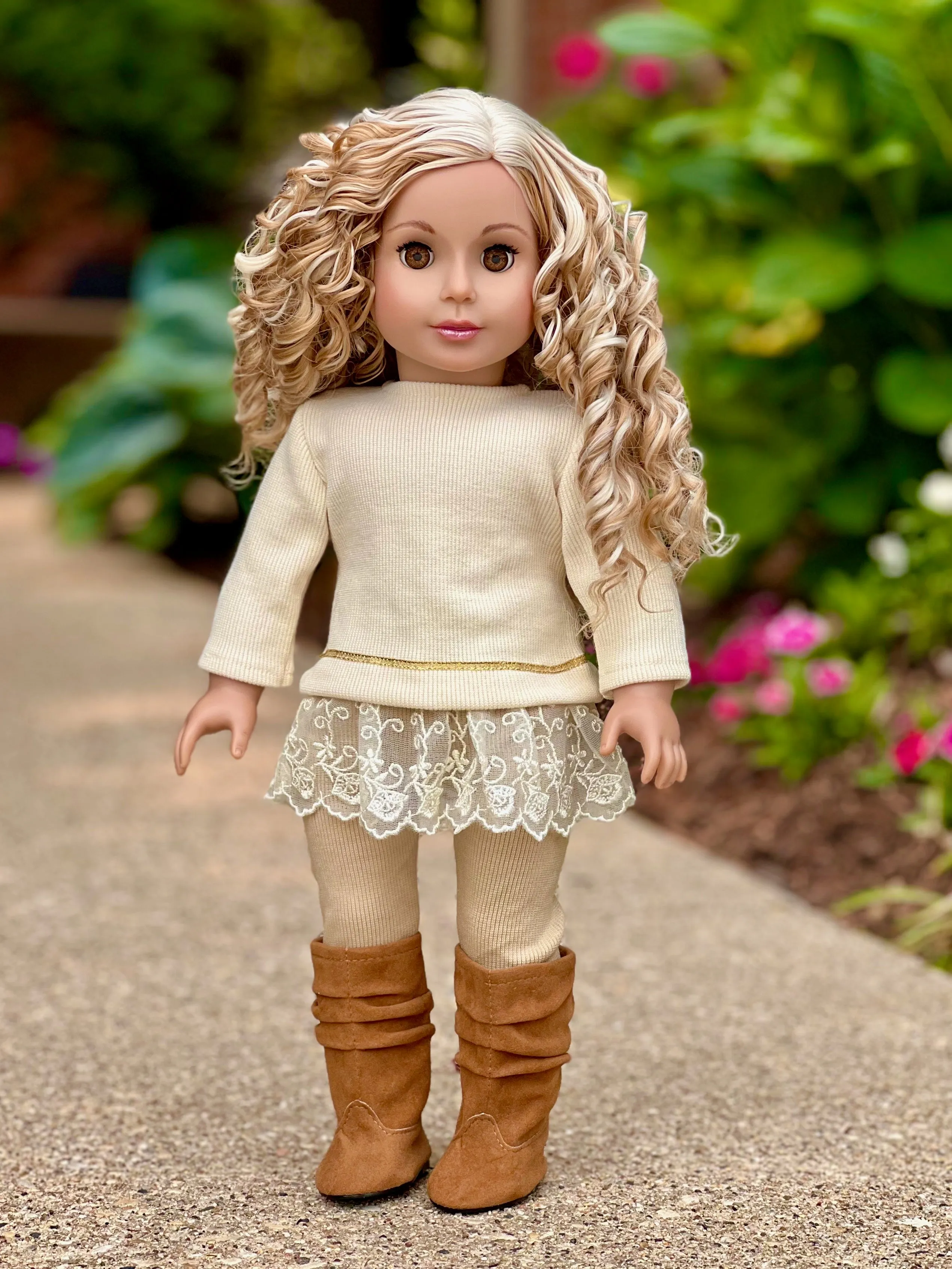 Romantic Melody - Doll Clothes for 18 inch American Girl Doll - 3 Piece Outfit - Tunic, Leggings and Boots