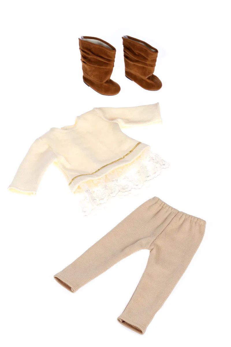 Romantic Melody - Doll Clothes for 18 inch American Girl Doll - 3 Piece Outfit - Tunic, Leggings and Boots