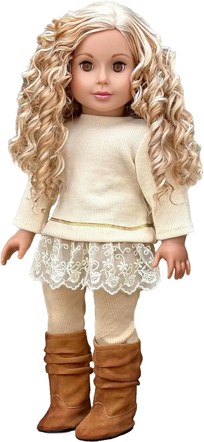 Romantic Melody - Doll Clothes for 18 inch American Girl Doll - 3 Piece Outfit - Tunic, Leggings and Boots