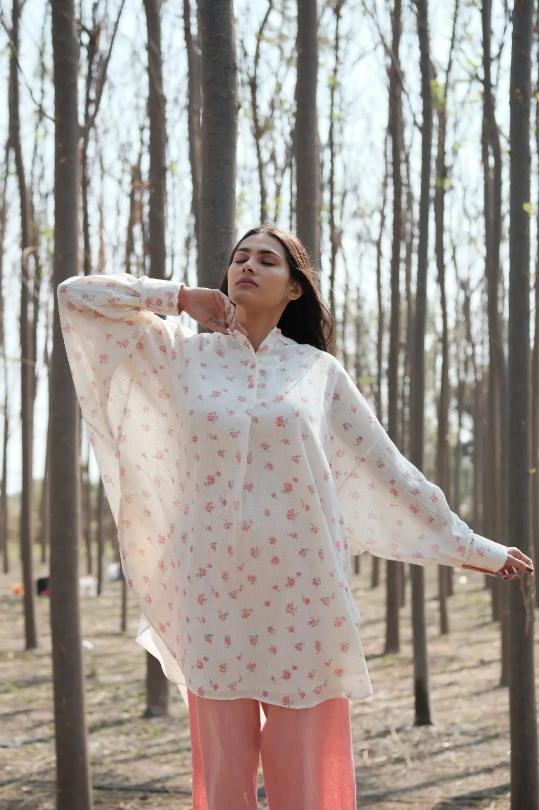 ROSE PINK PETAL OVER SIZED SHIRT