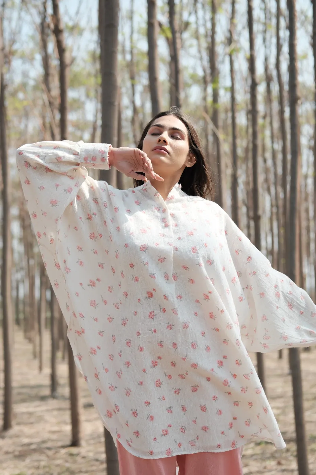 ROSE PINK PETAL OVER SIZED SHIRT