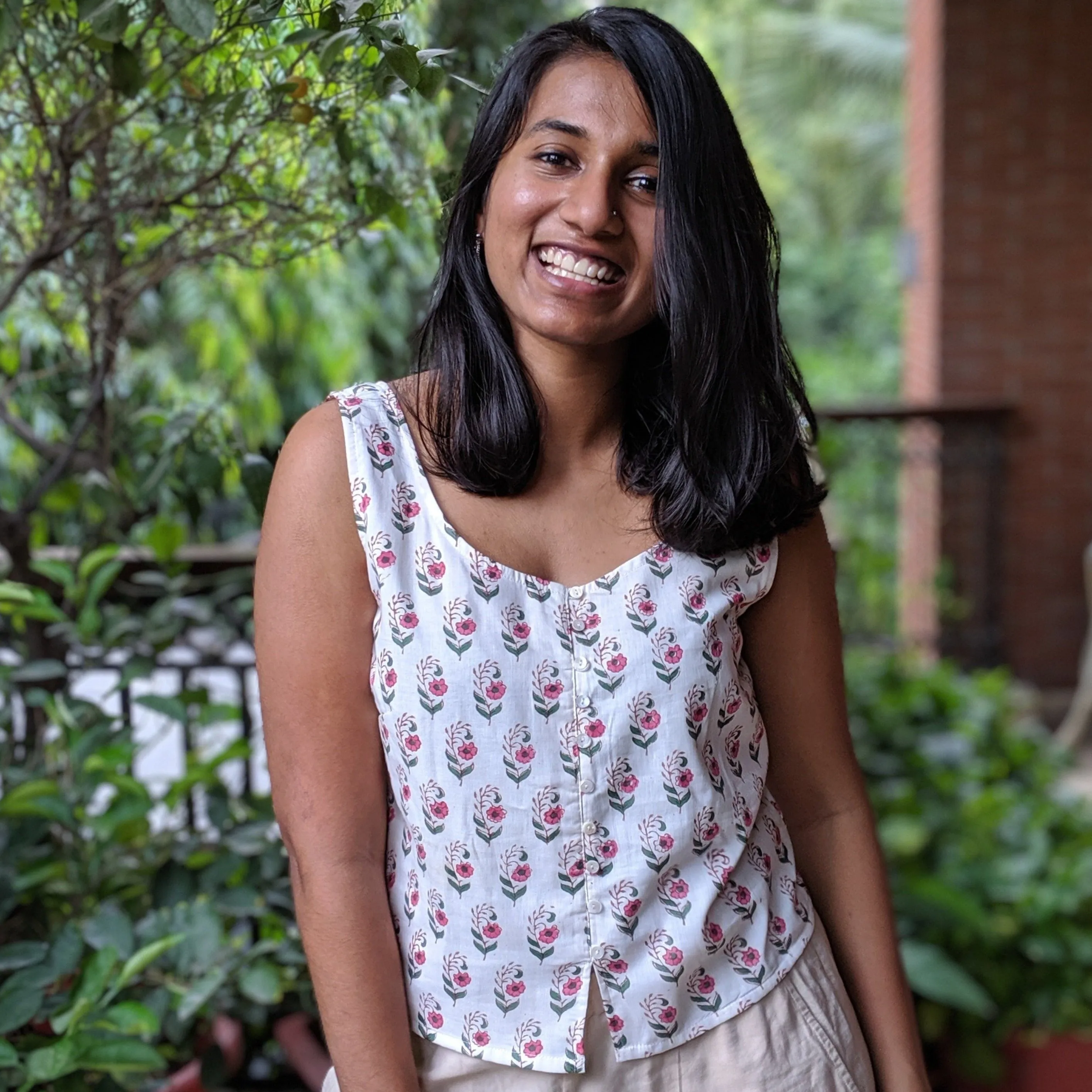 Rosy Handblockprinted Short Top