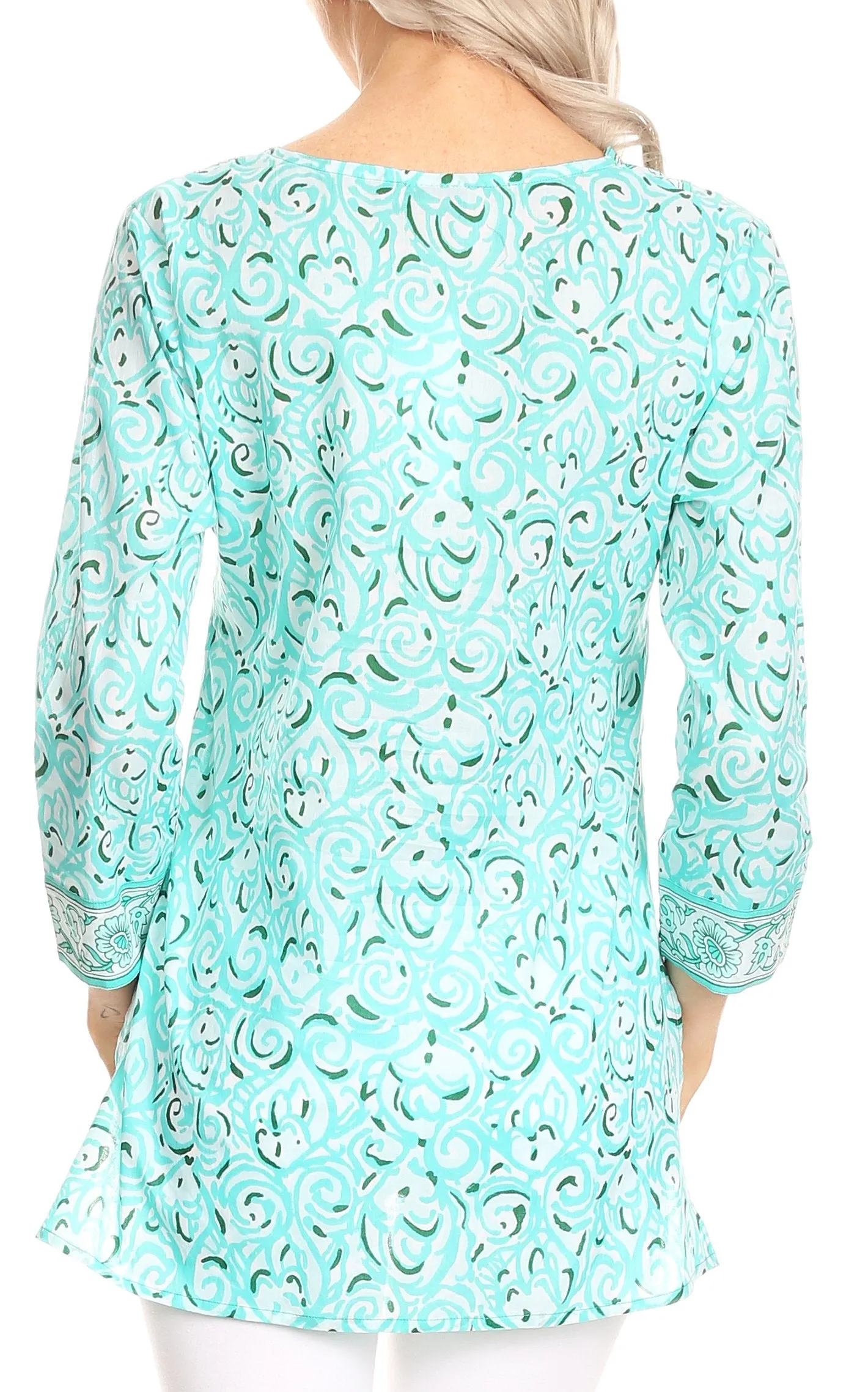 Sakkas Felicia 3/4 Sleeve V-Neck Land and Sea Tunic