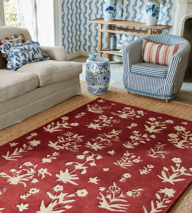 Sandersons Rug Woodland Glade Damson Red