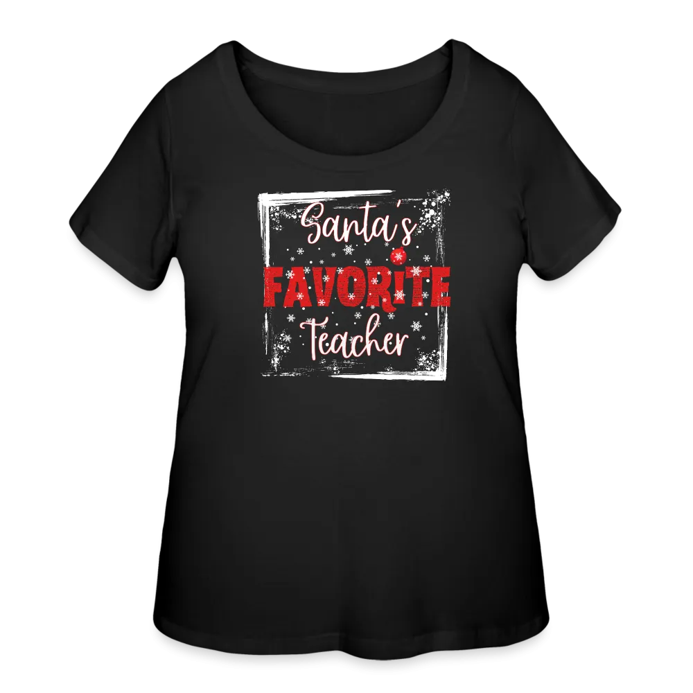 Seasonal Splendor in Curves: Women's 'Santa's Favorite Teacher' Curvy Tee