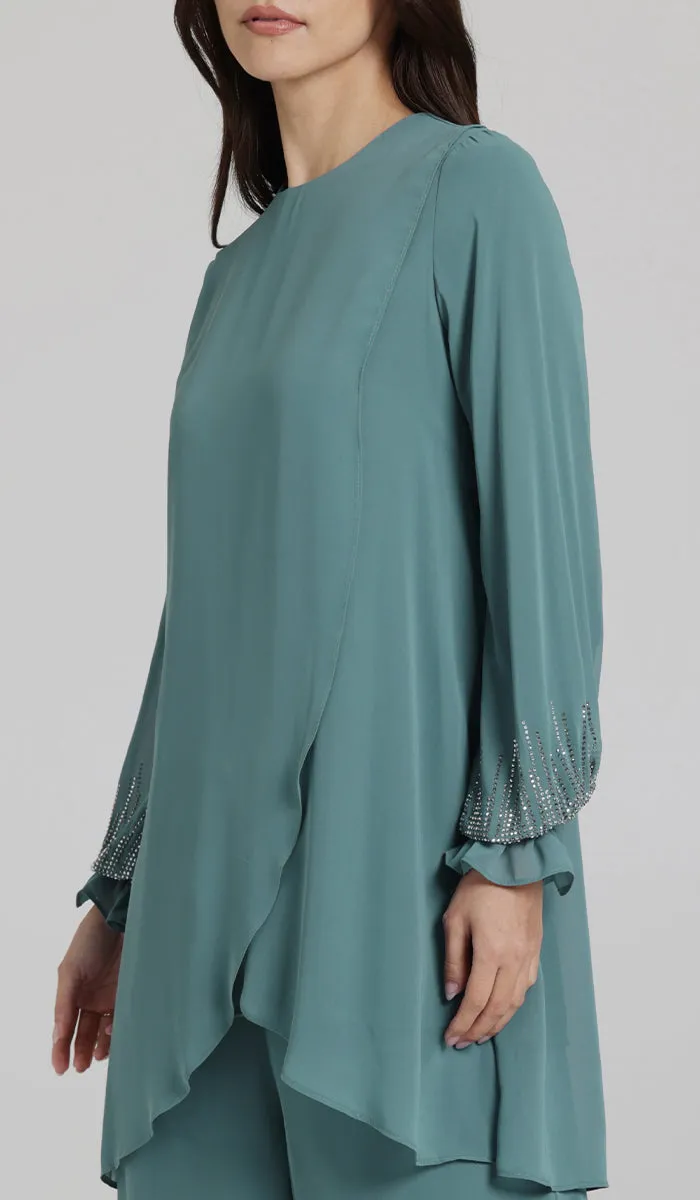 Seema Dressy Long Modest Tunic - Sea Green