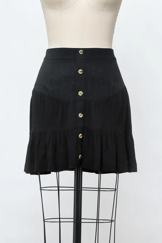 Shelby Button Down Elastic Waist Mini Skirt (Assorted Colors)