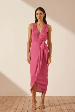 Shona Joy Isola Plunged Cross Back Midi Dress