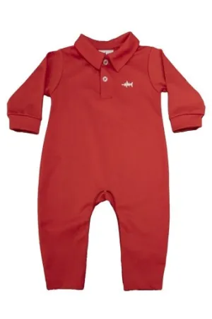 Signature Polo Romper - Red