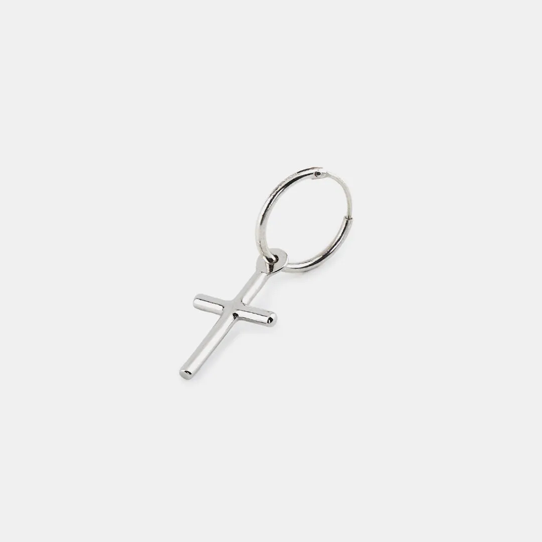 Silver Cross Earring