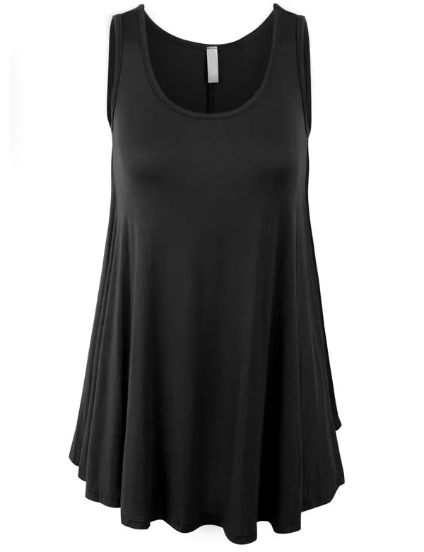 Sleeveless Tank Tunic Top with Flare Hemline