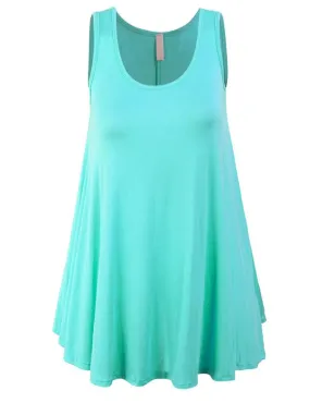 Sleeveless Tank Tunic Top with Flare Hemline