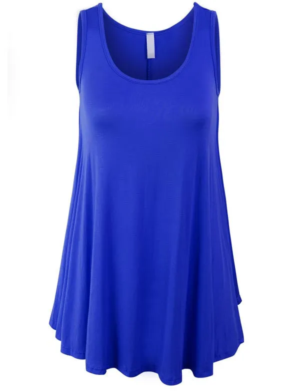 Sleeveless Tank Tunic Top with Flare Hemline