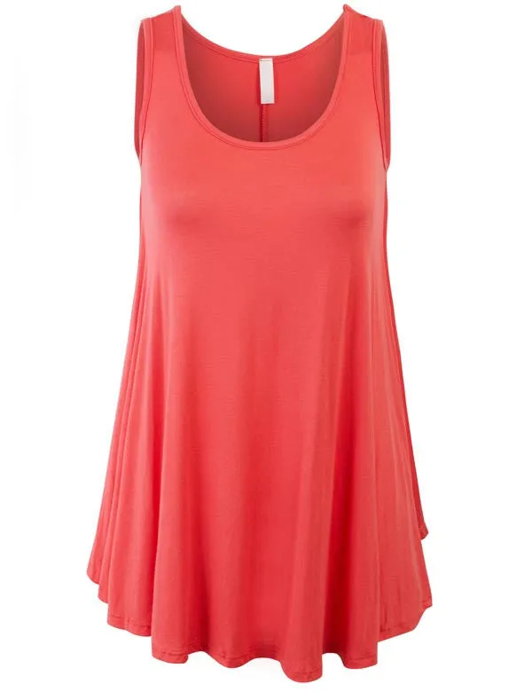 Sleeveless Tank Tunic Top with Flare Hemline