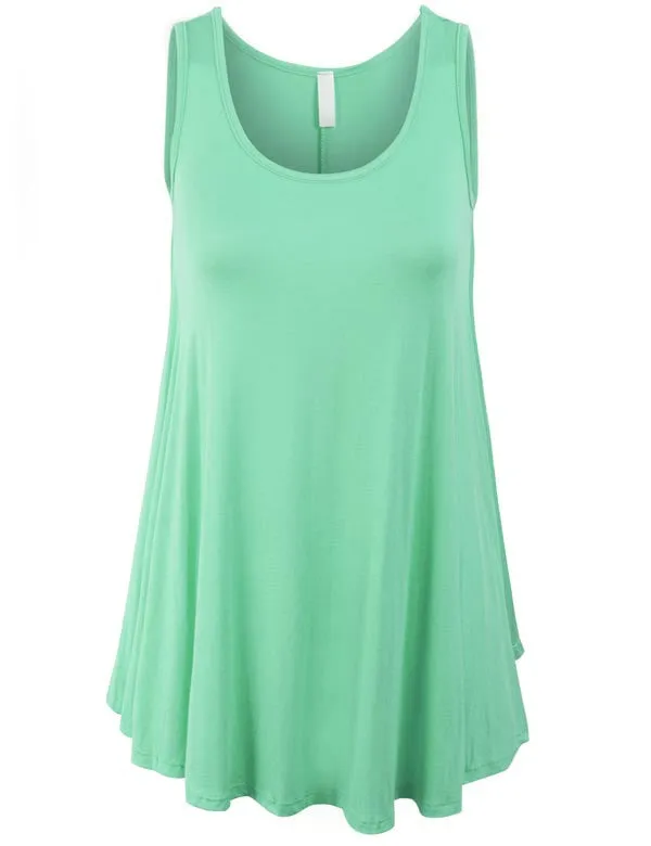 Sleeveless Tank Tunic Top with Flare Hemline