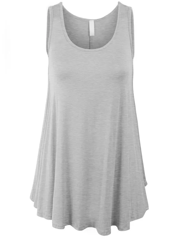 Sleeveless Tank Tunic Top with Flare Hemline