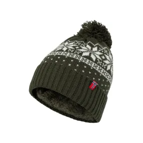 Snow Crystal Beanie - Olive / White