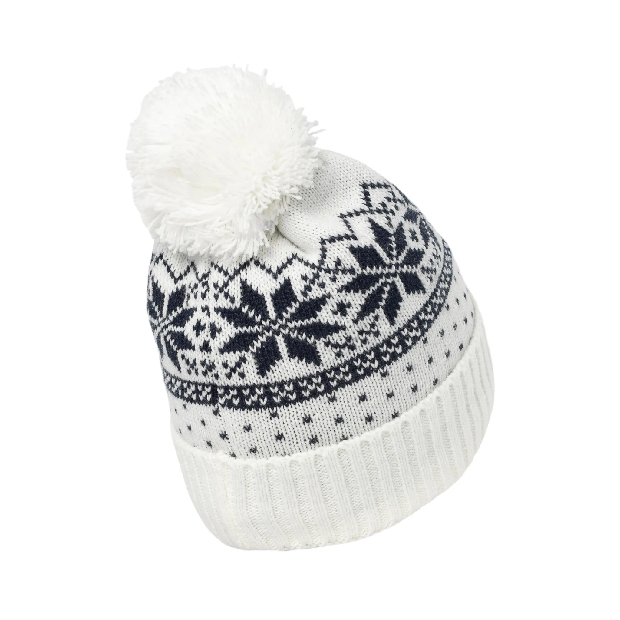 Snow Crystal Beanie - White / Navy