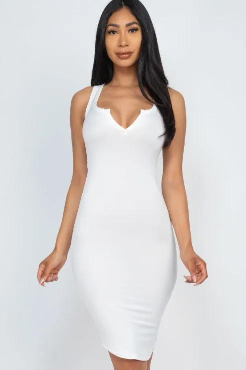 Split Neck Tank Mini Bodycon Dress