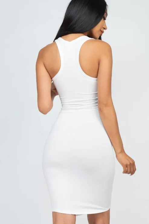 Split Neck Tank Mini Bodycon Dress