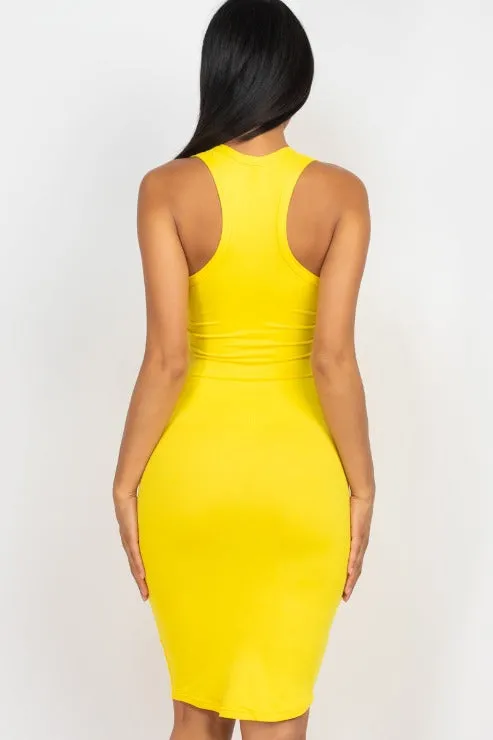 Split Neck Tank Mini Bodycon Dress