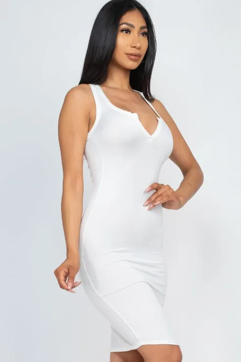 Split Neck Tank Mini Bodycon Dress