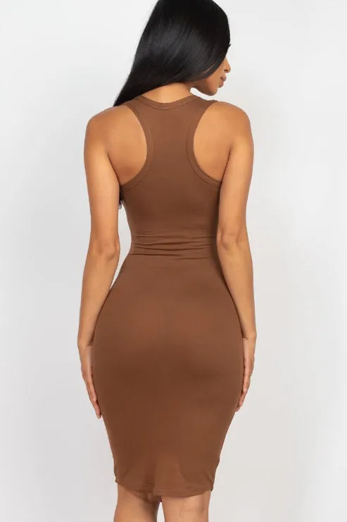 Split Neck Tank Mini Bodycon Dress