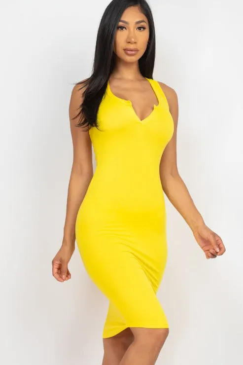 Split Neck Tank Mini Bodycon Dress