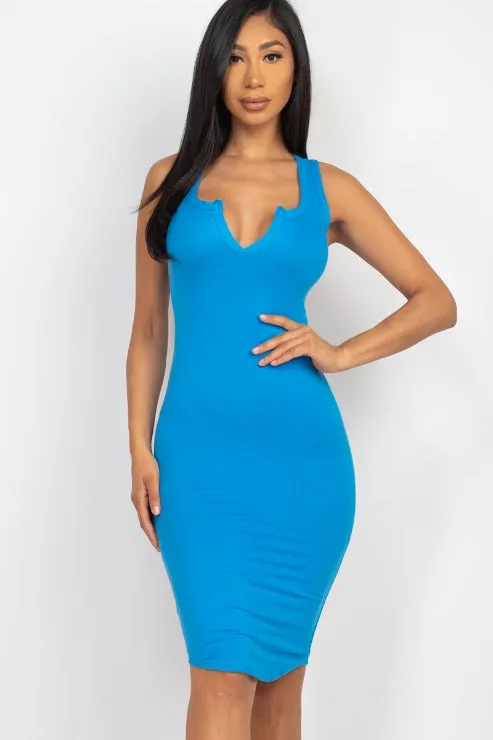 Split Neck Tank Mini Bodycon Dress