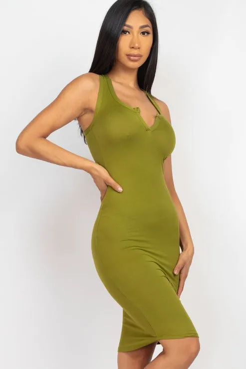 Split Neck Tank Mini Bodycon Dress