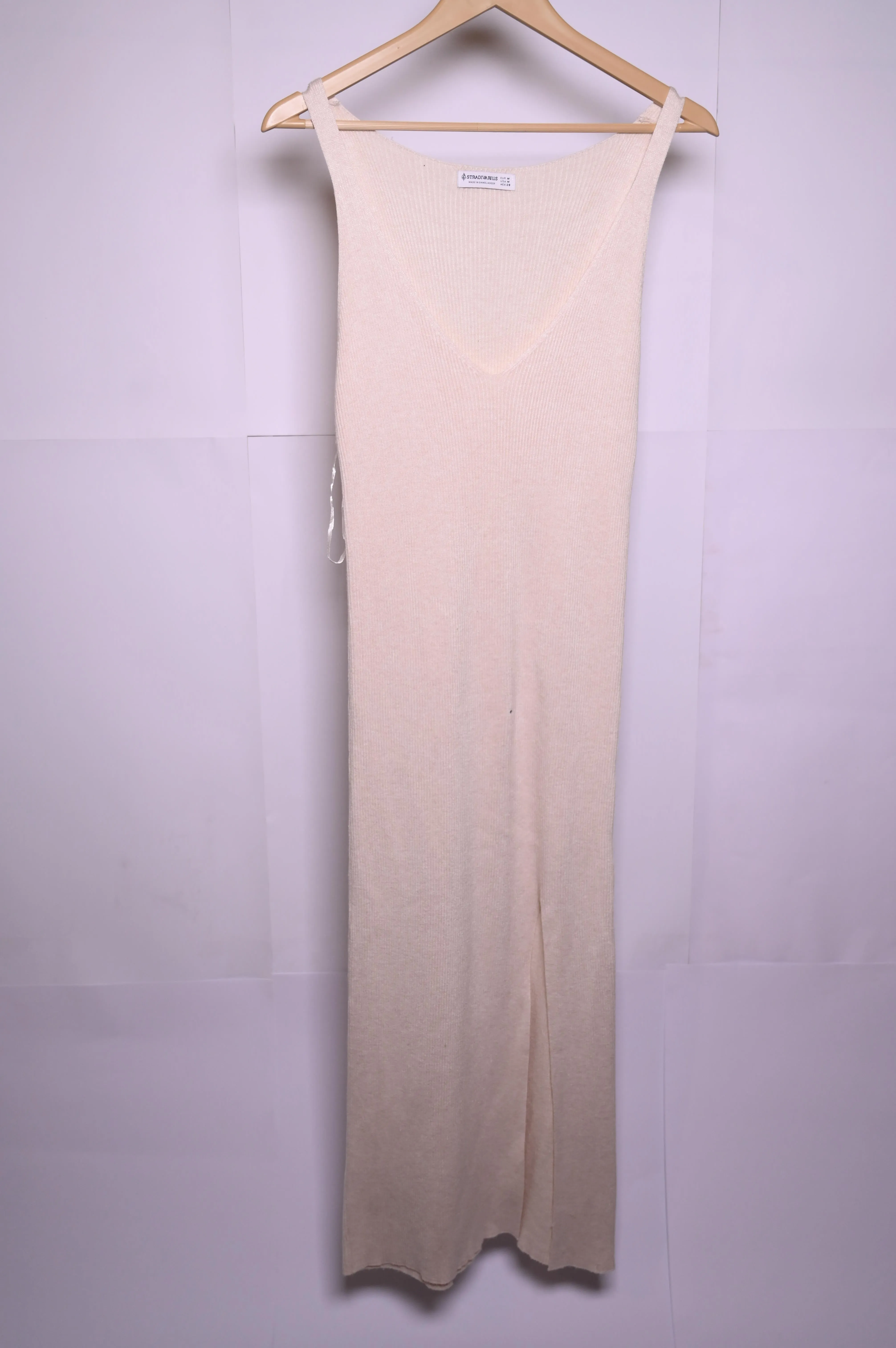 Stradivarius Cream White Bodycon Dress - Medium