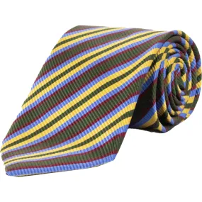 Stripe Ribbed Silk Club Tie - Green / Red