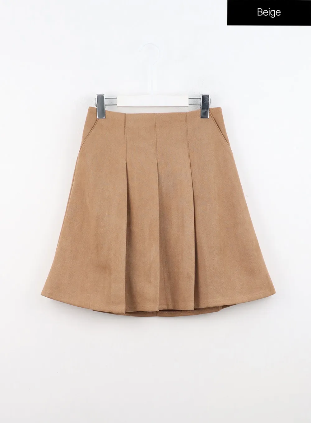 Suede Pleated Midi Skirt IN310