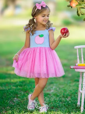 Sweetest Student Pink Apple Shimmer Tutu Dress