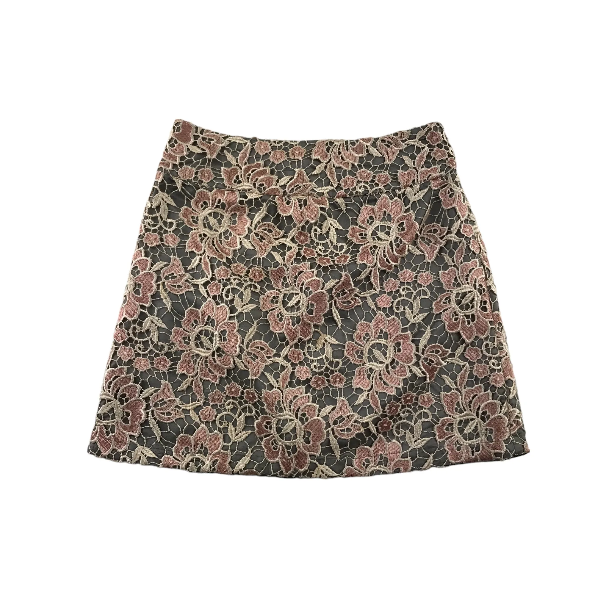 Topshop skirt women UK 8 grey and pink lace layered mini length