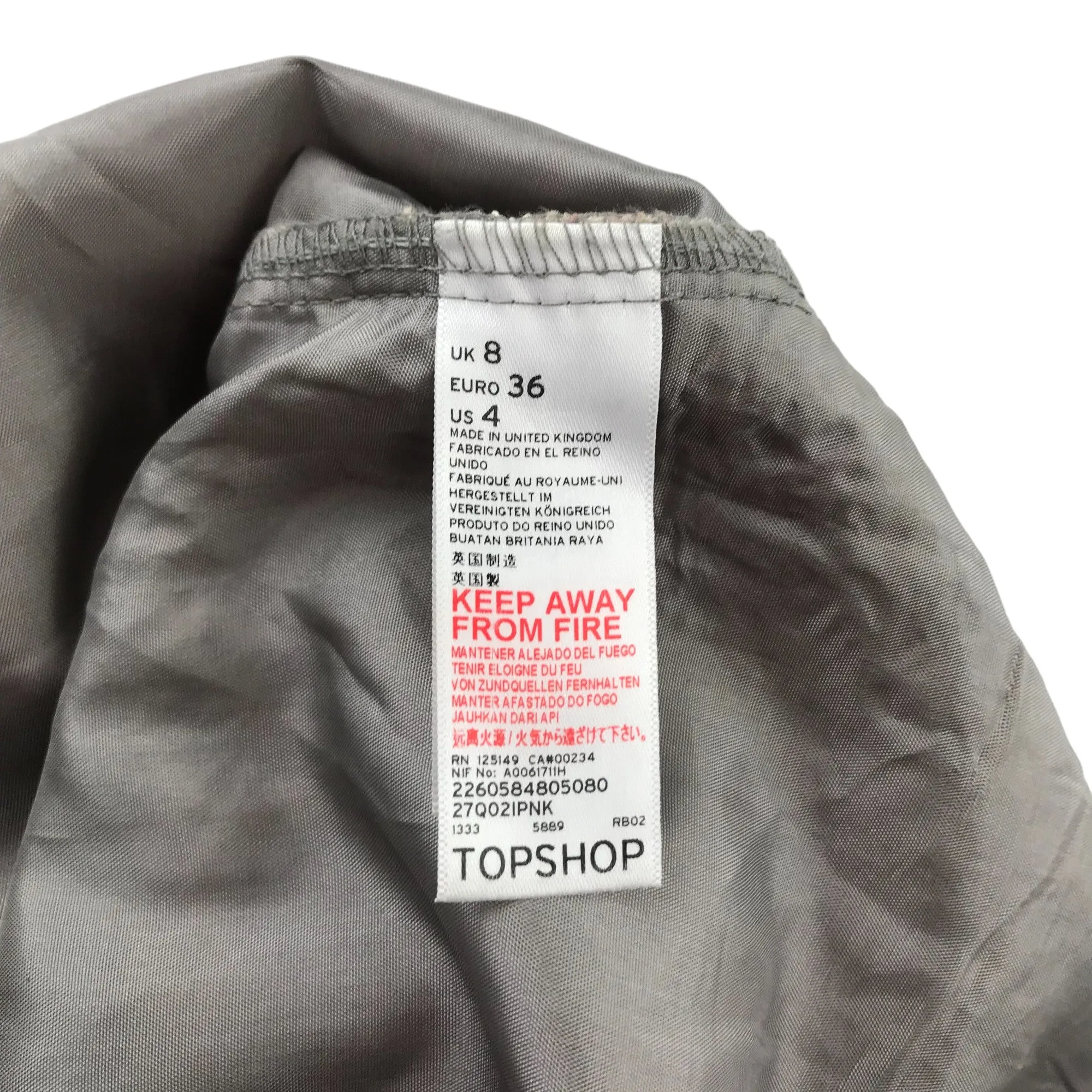 Topshop skirt women UK 8 grey and pink lace layered mini length