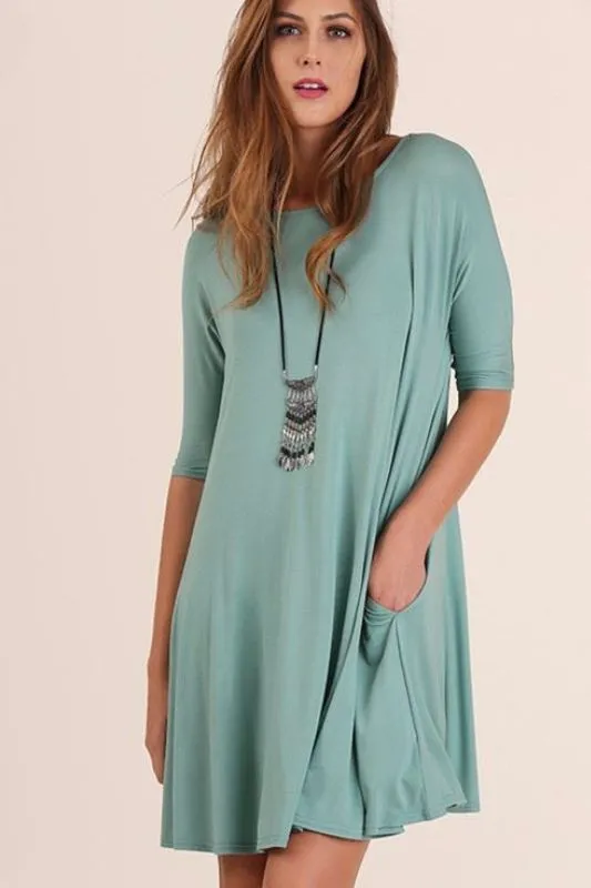 Umgee Pocket Swing Tunic - Dusty Mint