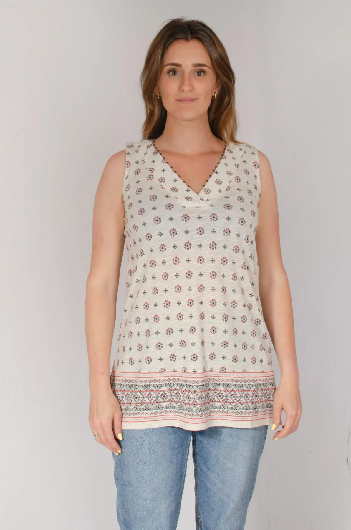 V Neck Cotton Tunic