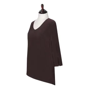 Valentina Signa V Neck Hi-Low Tunic Top in Brown - 15296- BRN - Sizes S & XL Only!