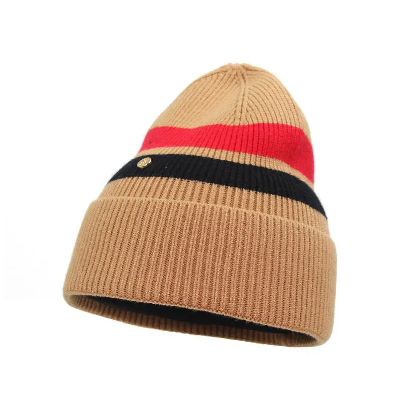 Winter Striped Fashion Letter Windproof Warm Knitted Hat