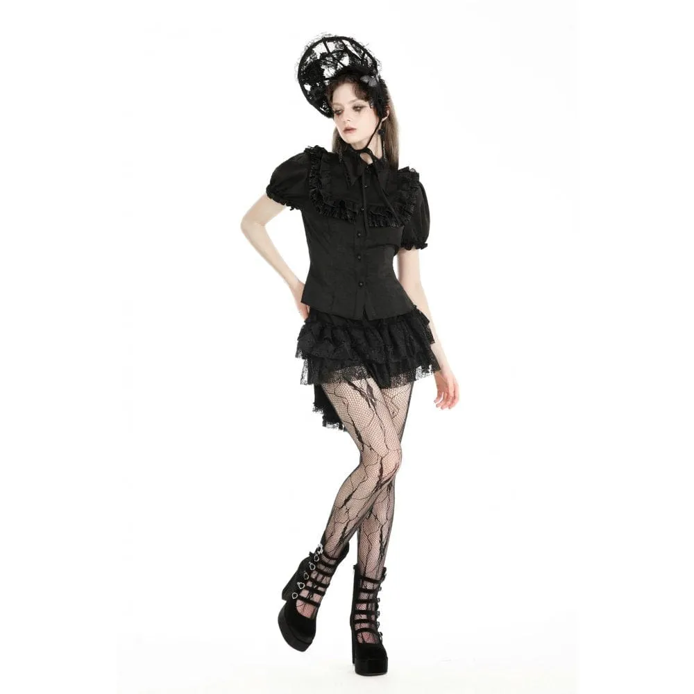 Women's Gothic Puff Sleeved Ruffled Shirt