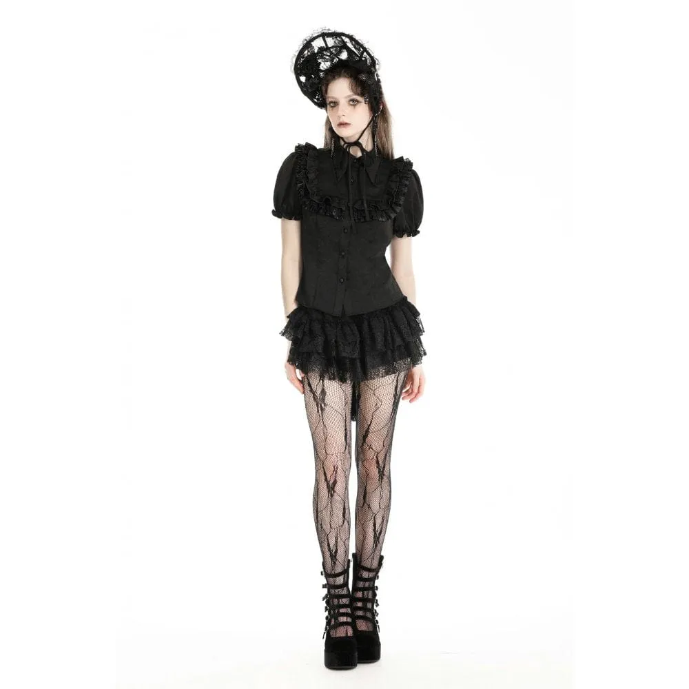 Women's Gothic Puff Sleeved Ruffled Shirt