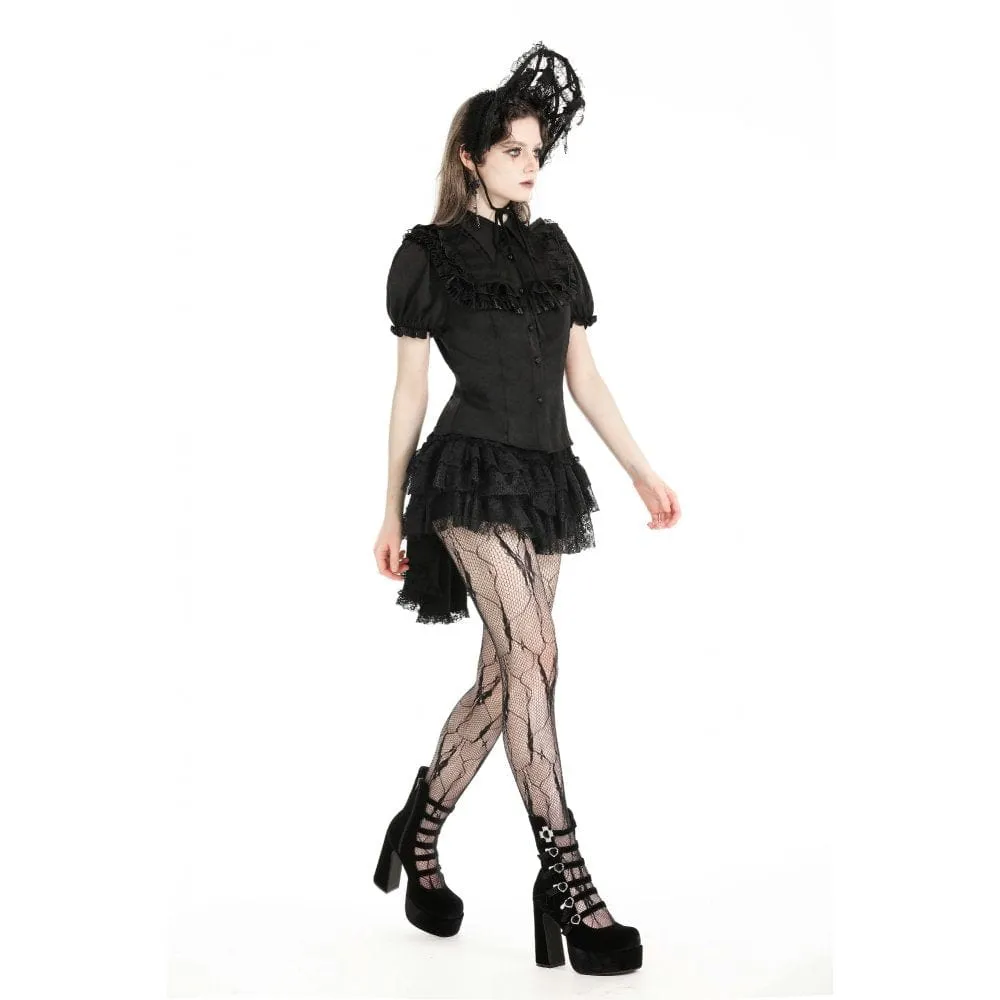 Women's Gothic Puff Sleeved Ruffled Shirt