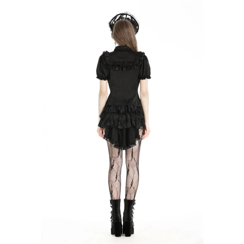 Women's Gothic Puff Sleeved Ruffled Shirt