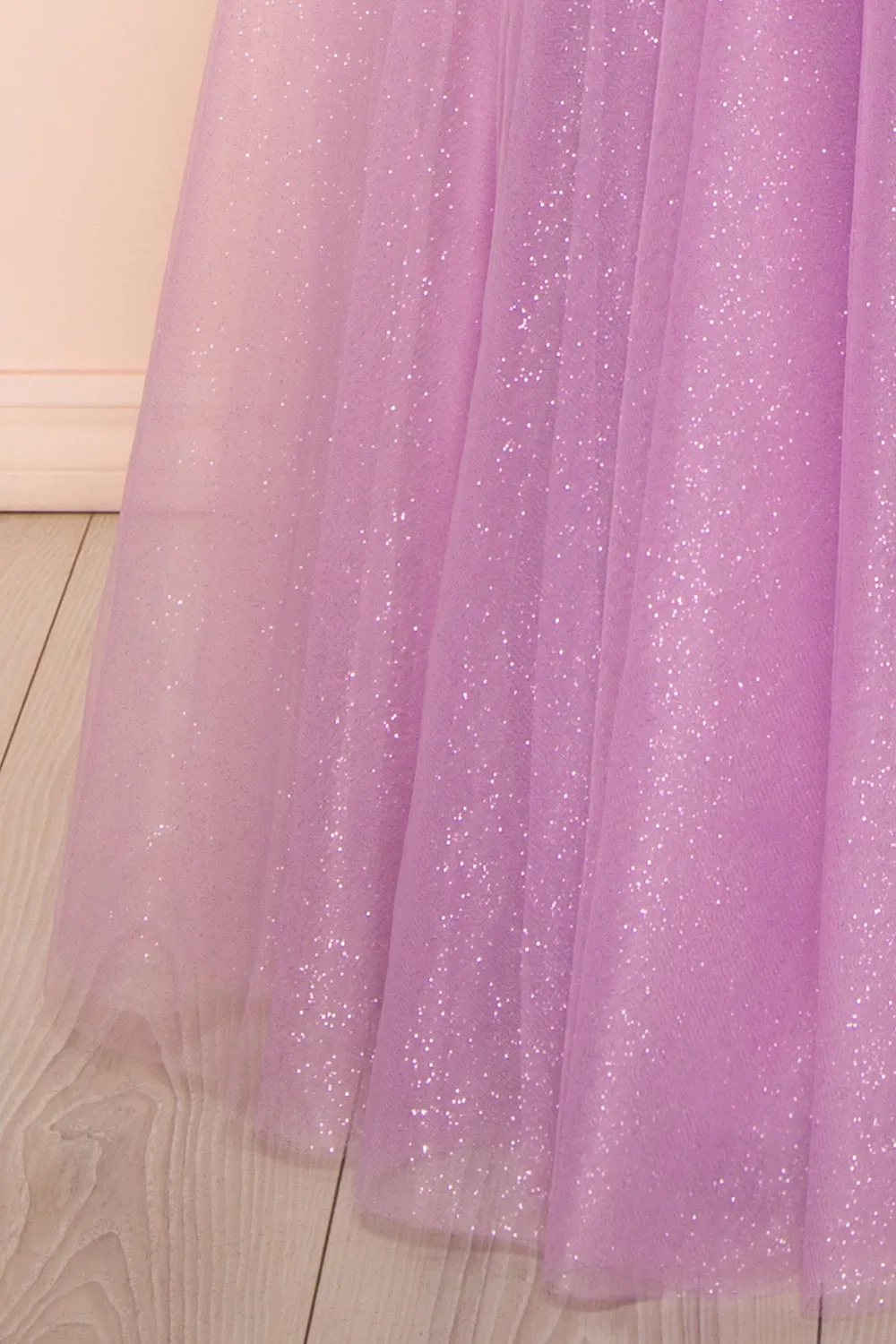 Yeji Lavender | Sparkly Maxi Dress w/ Embroidered Bodice